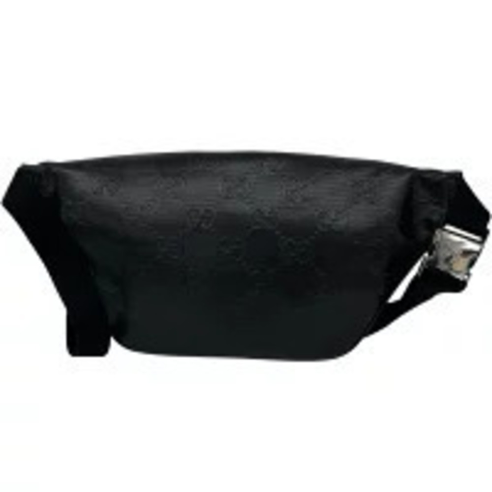 Gucci Bag Shoulder Belt Bum Belt Leather Embossed Body Waist Black Crossbody GG